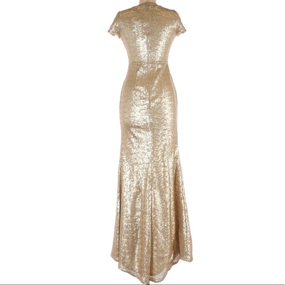 Betsy & Adam Metallic Gold Cocktail Dress - Picture 2 of 2